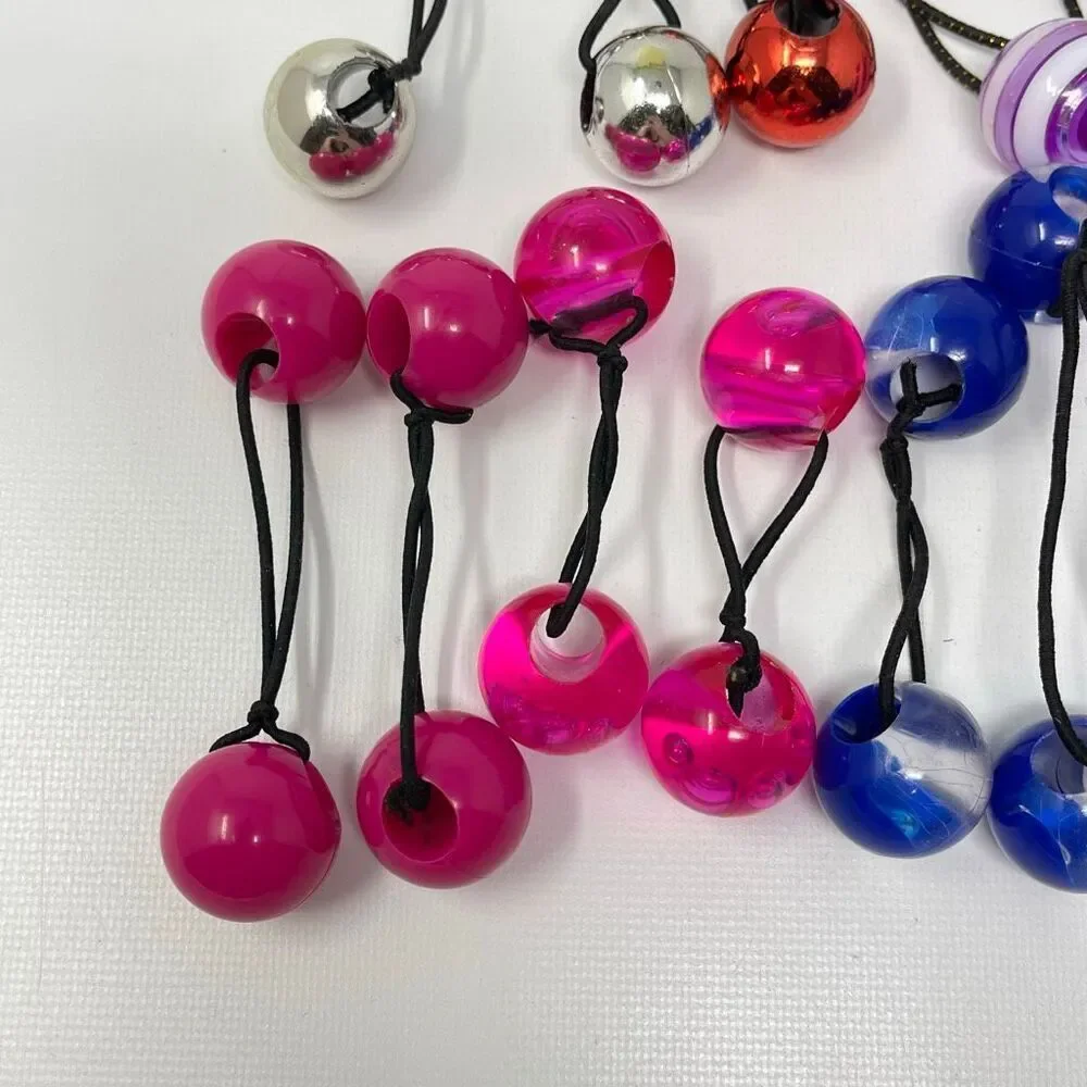 Twin Bead Hair Knocker Pony Tail Holders Bubbles Balls Tie Backs Lot of 18 Sets